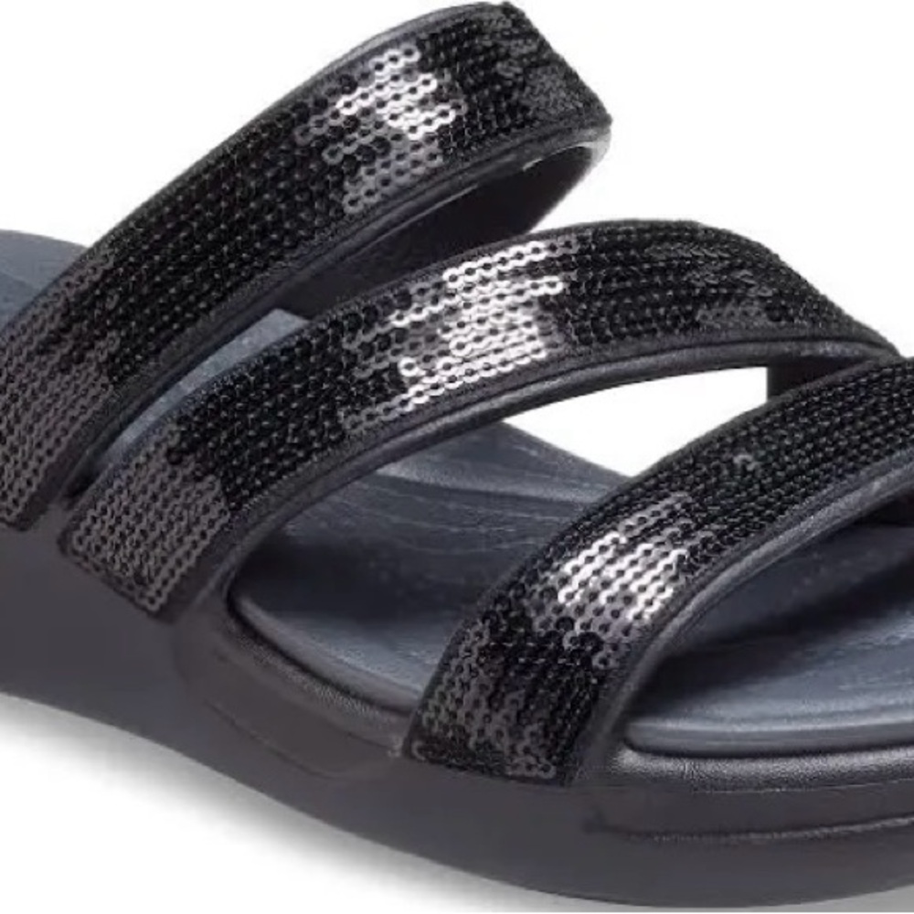 Black Sequin Women's Croc Boca Sandals
